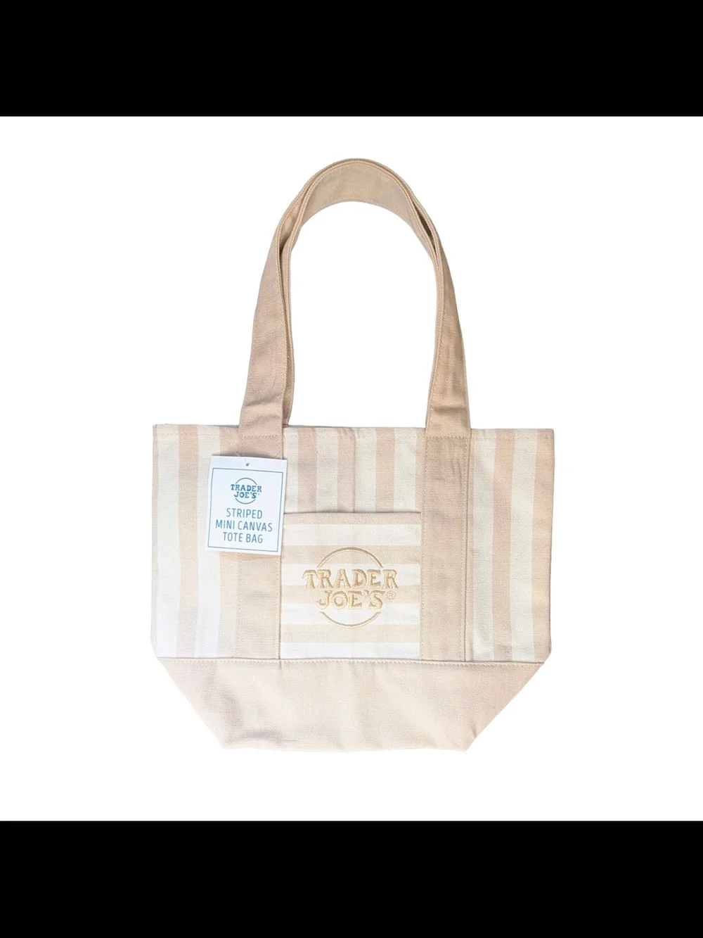 Cream Striped Mini Canvas Tote Bag